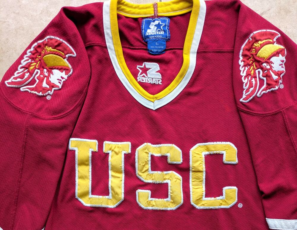 USC Trojans 90s STARTER hockey jersey M L red gold NCAA University vintage
